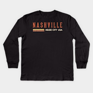 Vintage Country Music Nashville, Souvenir, Gift, Road Trip print Kids Long Sleeve T-Shirt